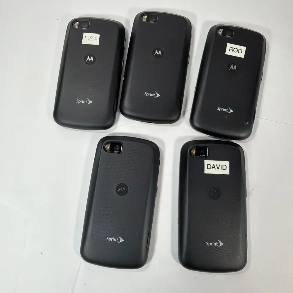 Lot of 5 Motorola Admiral XT603 Sprint QWERTY Smartphones Black Untested